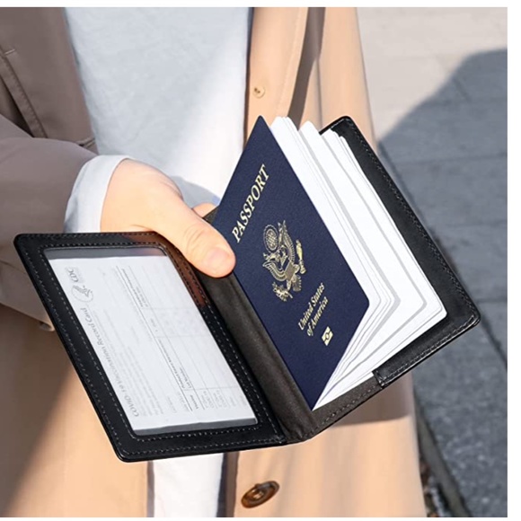 NEW Ultra Slim Passport and Vaccine Card Holder Combo Black - Picture 3 of 5